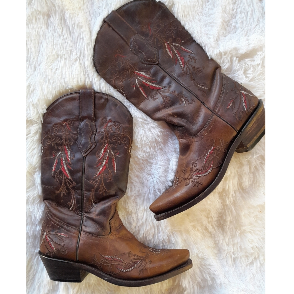 leather mid calf Gypsy Rose cowboy boots